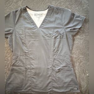 Greys Anatomy Charcoal Dark Gray Scrub Top Women’s Size Medium